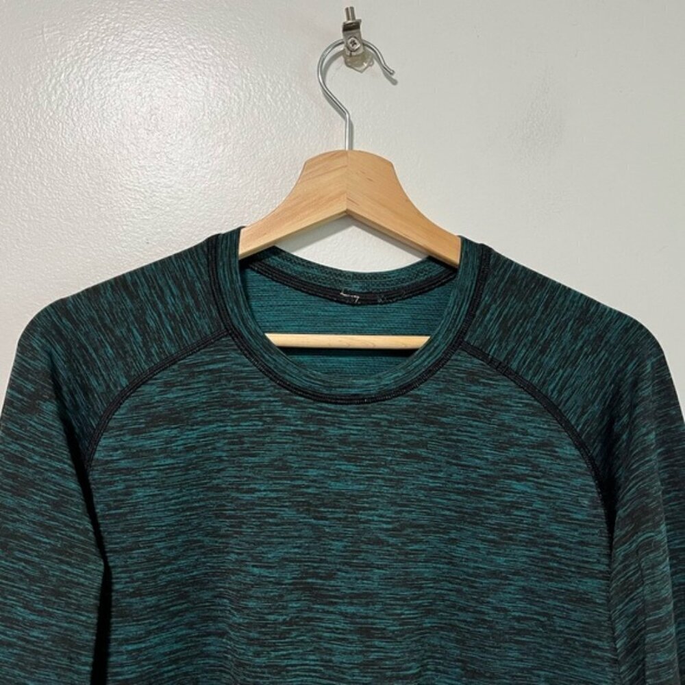 Lululemon Men’s Long Sleeve Running Shirt - Green Space Dye - Pit to Pit 19” - Picture 3 of 10